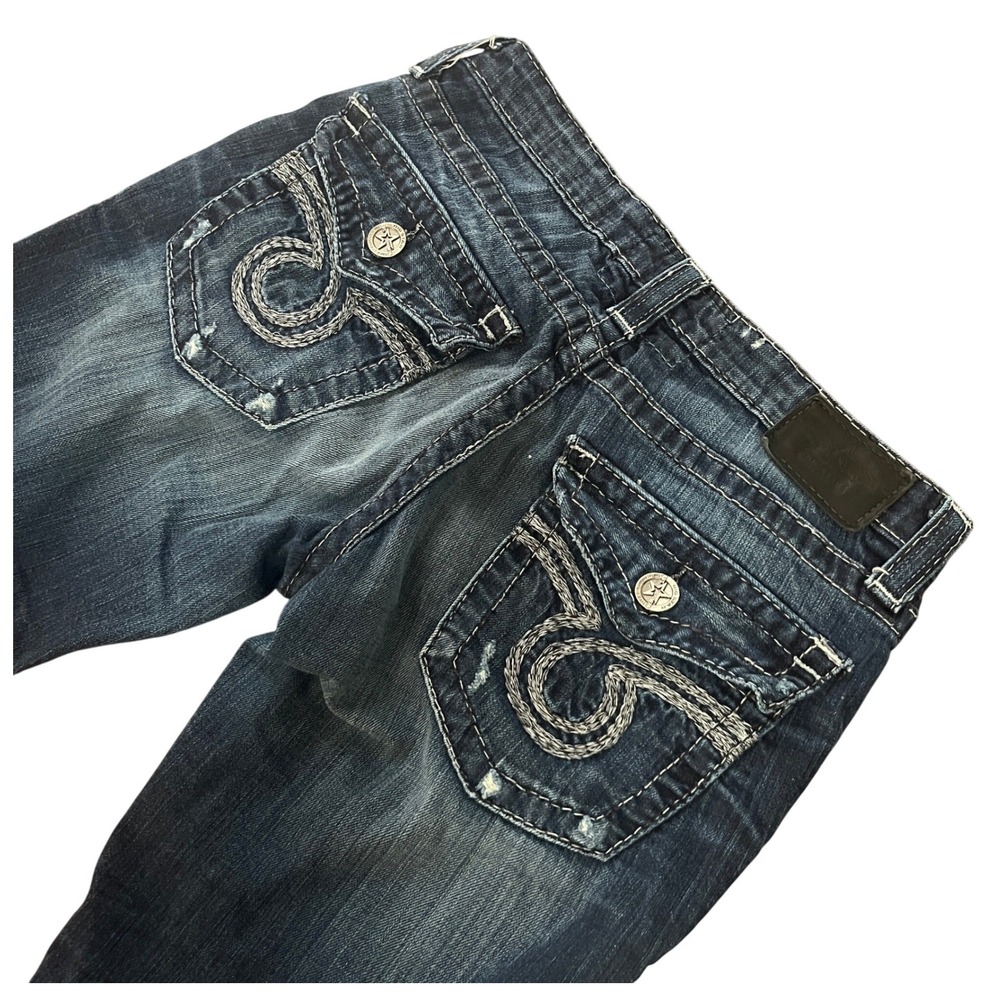 Big Star Nico Legendary Blue Jeans Women 29R W32 L30 Low Rise Distressed Bootcut